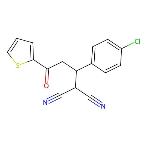 2-[1-(4-Chlorophenyl)-3-oxo-3-thiophen-2-ylpropyl]propanedinitrile structure