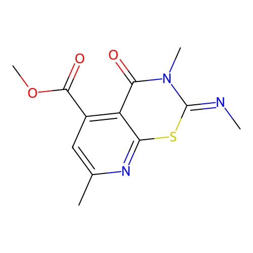 2H-Pyrido(3,2-e)(1,3)thiazine-5-carboxylic acid, 3,4-dihydro-3,7-dimethyl-2-(methylimino)-4-oxo-, methyl ester structure
