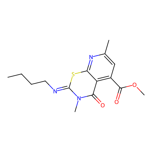2H-Pyrido(3,2-e)(1,3)thiazine-5-carboxylic acid, 3,4-dihydro-2-(butylimino)-3,7-dimethyl-4-oxo-, methyl ester structure