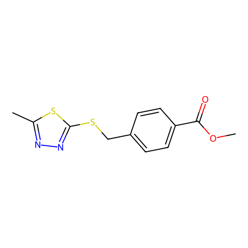 Methyl 4-{[(5-methyl-1,3,4-thiadiazol-2-yl)sulfanyl]methyl}benzoate structure