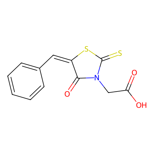(5-Benzylidene-4-oxo-2-thioxo-thiazolidin-3-yl)acetic acid structure
