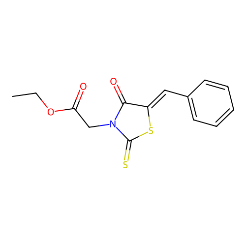 (Z)-ethyl 2-(5-benzylidene-4-oxo-2-thioxothiazolidin-3-yl)acetate structure