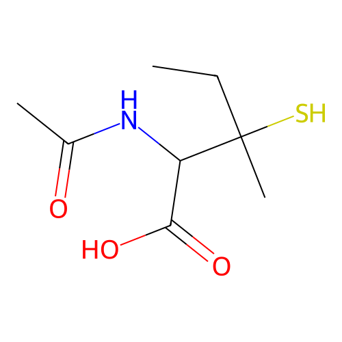 2-Acetamido-3-methyl-3-sulfanylpentanoic acid structure