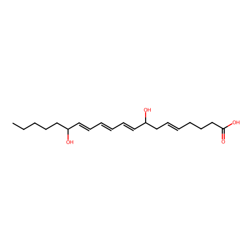 (5E,9E,11E,13E)-8,15-dihydroxyicosa-5,9,11,13-tetraenoic acid structure