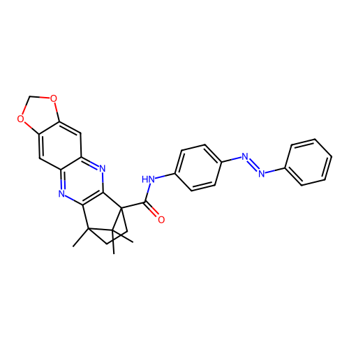 6,9-Methano-1,3-dioxolo[4,5-b]phenazine-6(7H)-carboxamide, 8,9-dihydro-9,12,12-trimethyl-N-[4-(2-phenyldiazenyl)phenyl]- structure