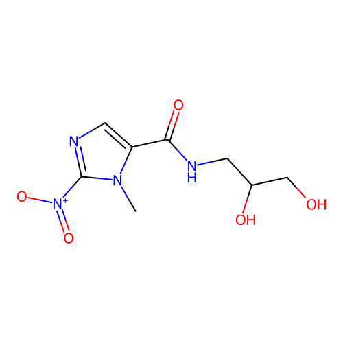 N-(2,3-dihydroxypropyl)-3-methyl-2-nitroimidazole-4-carboxamide structure