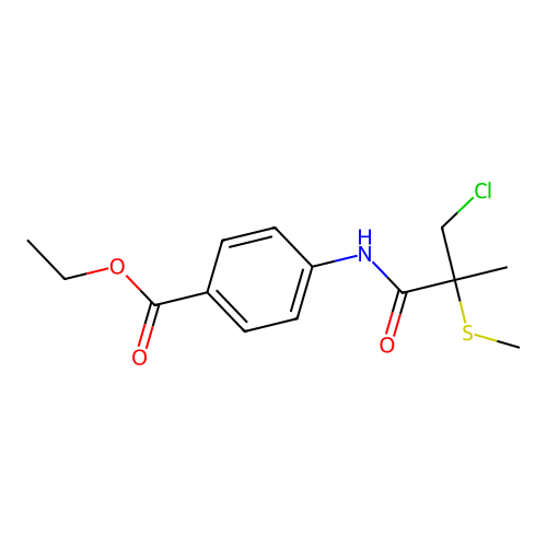 Ethyl 4-{[3-chloro-2-methyl-2-(methylsulfanyl)propanoyl]amino}benzoate structure