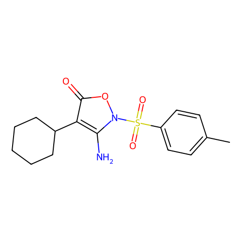 3-Amino-4-cyclohexyl-2-(4-methylphenyl)sulfonyl-1,2-oxazol-5-one structure