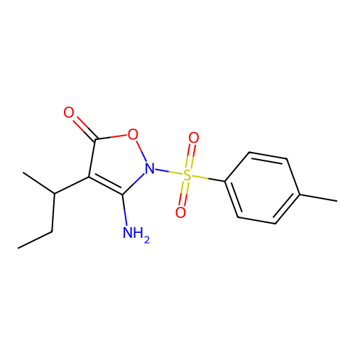 3-Amino-4-(sec-butyl)-2-tosylisoxazol-5(2H)-one structure