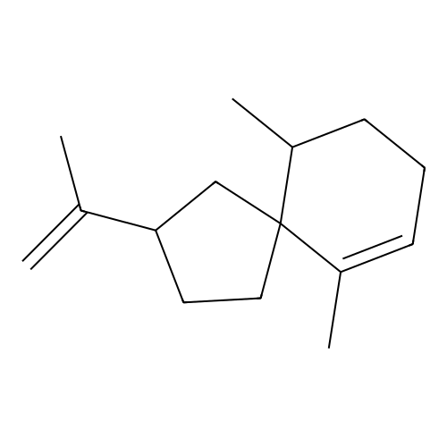 6,10-Dimethyl-2-(prop-1-EN-2-YL)spiro[4.5]dec-6-ene structure