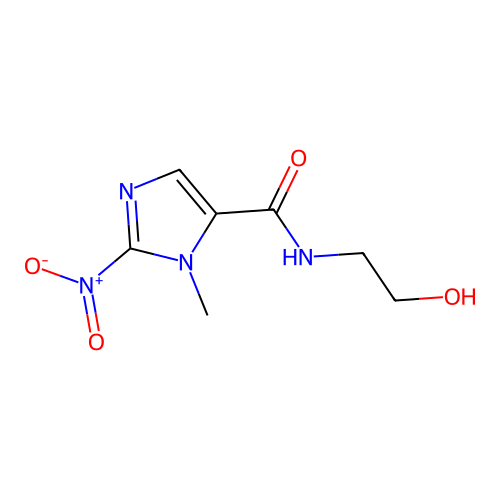 N-(2-hydroxyethyl)-3-methyl-2-nitroimidazole-4-carboxamide structure