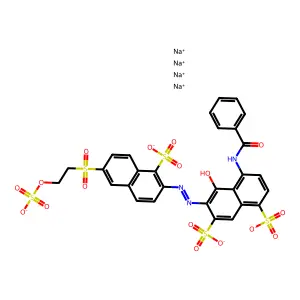 1,7-Naphthalenedisulfonic acid, 4-(benzoylamino)-5-hydroxy-6-[[1-sulfo-6-[[2-(sulfooxy)ethyl]sulfonyl]-2-naphthalenyl]azo]-, tetrasodium salt structure