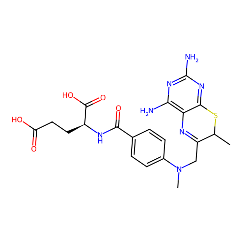 N-(4-(((2,4-Diamino-7-methyl-7H-pyrimido(4,5-b)(1,4)thiazin-6-yl)methyl)methylamino)benzoyl)-L-glutamic acid structure