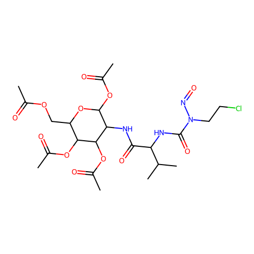 [3,4,6-triacetyloxy-5-[[2-[[2-chloroethyl(nitroso)carbamoyl]amino]-3-methylbutanoyl]amino]oxan-2-yl]methyl acetate structure