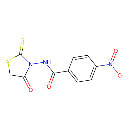 4-nitro-N-(4-oxo-2-sulfanylidene-thiazolidin-3-yl)benzamide structure