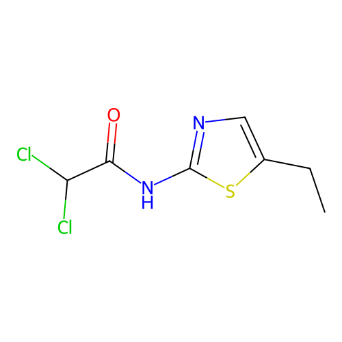 2,2-dichloro-N-(5-ethyl-1,3-thiazol-2-yl)acetamide structure