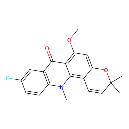 9-Fluoro-6-methoxy-3,3,12-trimethylpyrano[2,3-c]acridin-7-one structure