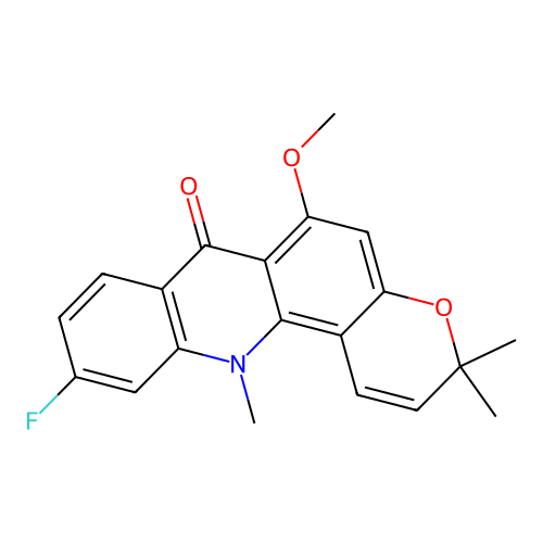 10-Fluoro-6-methoxy-3,3,12-trimethylpyrano[2,3-c]acridin-7-one structure