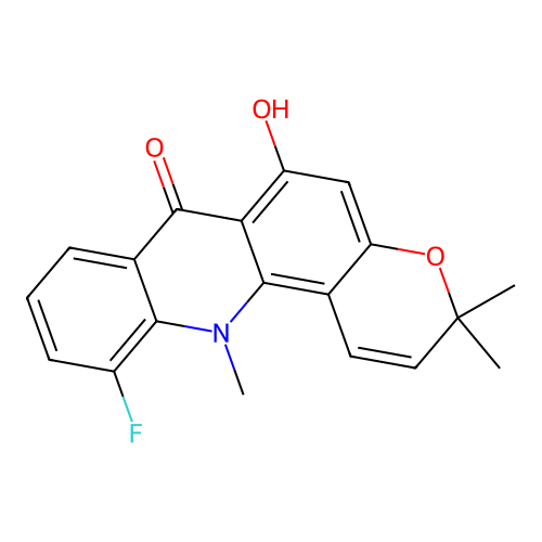 11-Fluoro-6-hydroxy-3,3,12-trimethylpyrano[2,3-c]acridin-7-one structure