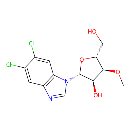 Benzimidazole, 5,6-dichloro-1-(3-O-methyl-beta-D-ribofuranosyl)- structure