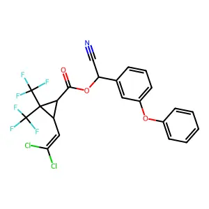 Cyclopropanecarboxylic acid, 3-(2,2-dichloroethenyl)-2,2-bis(trifluoromethyl)-, cyano(3-phenoxyphenyl)methyl ester structure