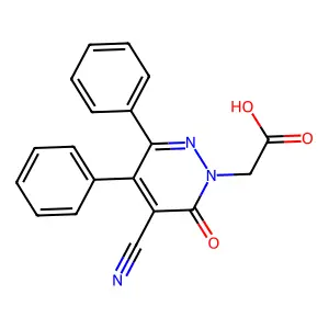 1(6H)-Pyridazineacetic acid, 5-cyano-6-oxo-3,4-diphenyl- structure
