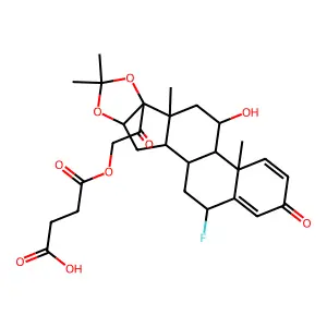4-[2-(12-Fluoro-5-hydroxy-4a,6a,8,8-tetramethyl-2-oxo-2,4a,4b,5,6,6a,9a,10,10a,10b,11,12-dodecahydro-6bH,8H-naphtho[2',1':4,5]indeno[1,2-d][1,3]dioxol-6b-yl)-2-oxoethoxy]-4-oxobutanoic acid structure