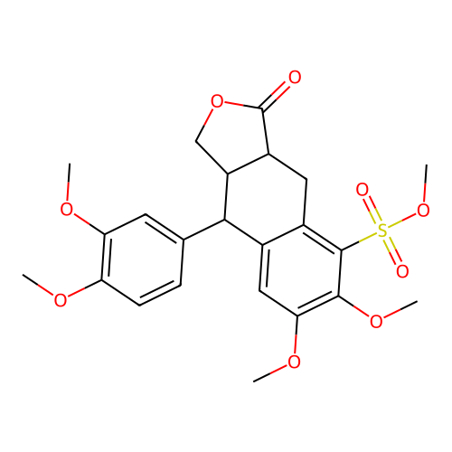 methyl 9-(3,4-dimethoxyphenyl)-6,7-dimethoxy-3-oxo-1,3,3a,4,9,9a-hexahydronaphtho[2,3-c]furan-5-sulfonate structure