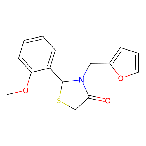 4-Thiazolidinone, 3-(2-furanylmethyl)-2-(2-methoxyphenyl)- structure