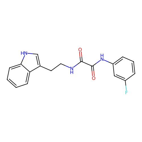 N'-(3-fluorophenyl)-N-[2-(1H-indol-3-yl)ethyl]oxamide structure
