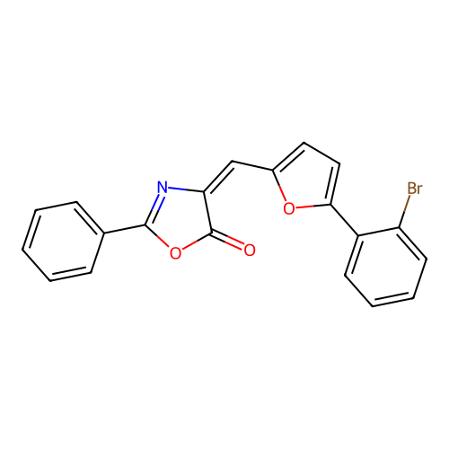 (4E)-4-{[5-(2-bromophenyl)furan-2-yl]methylidene}-2-phenyl-1,3-oxazol-5(4H)-one structure