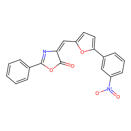 (4E)-4-{[5-(3-nitrophenyl)furan-2-yl]methylidene}-2-phenyl-1,3-oxazol-5(4H)-one structure