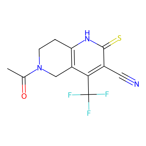 6-acetyl-2-thioxo-4-(trifluoromethyl)-1,2,5,6,7,8-hexahydro-1,6-naphthyridine-3-carbonitrile structure