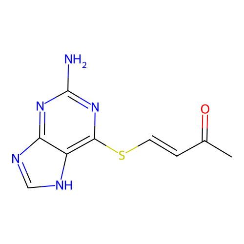 (E)-4-[(2-amino-7H-purin-6-yl)sulfanyl]but-3-en-2-one structure