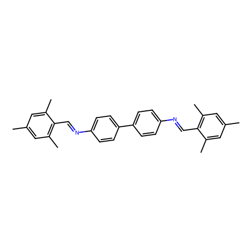 N,N'-bis[(E)-(2,4,6-trimethylphenyl)methylidene]biphenyl-4,4'-diamine structure