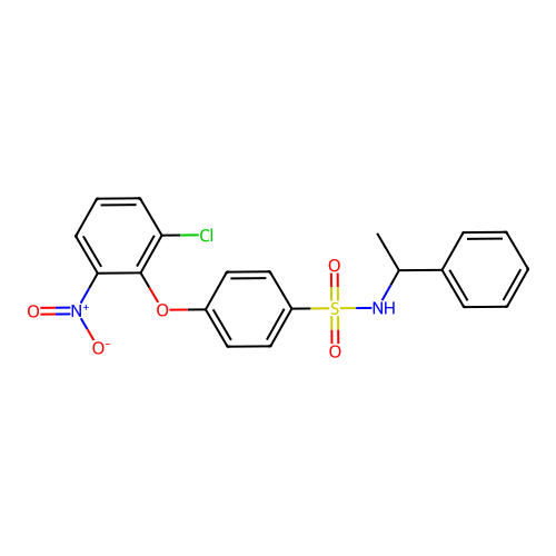 4-(2-chloro-6-nitrophenoxy)-N-(1-phenylethyl)benzenesulfonamide structure