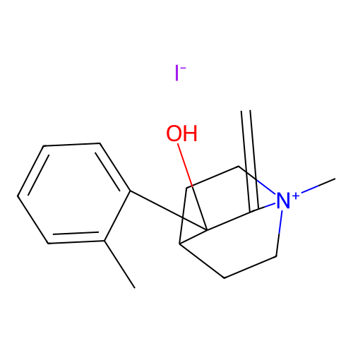 Quinuclidinium, 3-hydroxy-1-methyl-2-methylene-3-(o-tolyl)-, iodide structure