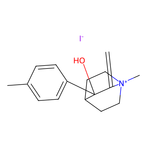 Quinuclidinium, 3-hydroxy-1-methyl-2-methylene-3-(p-tolyl)-, iodide structure