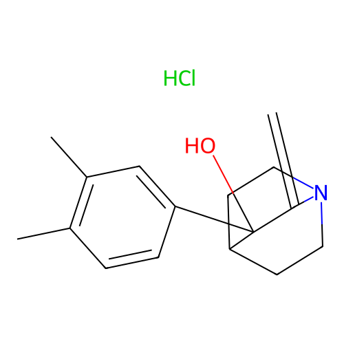 3-Quinuclidinol, 2-methylene-3-(3,4-xylyl)-, hydrochloride structure