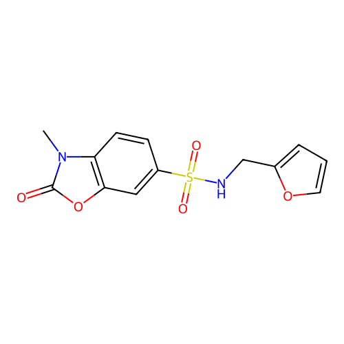 N-(furan-2-ylmethyl)-3-methyl-2-oxo-1,3-benzoxazole-6-sulfonamide structure