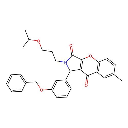 7-methyl-1-(3-phenylmethoxyphenyl)-2-(3-propan-2-yloxypropyl)-1H-chromeno[2,3-c]pyrrole-3,9-dione structure