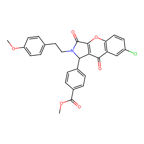 methyl 4-(7-chloro-2-(4-methoxyphenethyl)-3,9-dioxo-1,2,3,9-tetrahydrochromeno[2,3-c]pyrrol-1-yl)benzoate structure