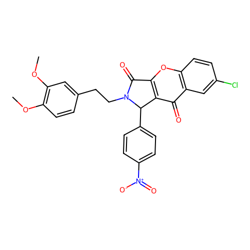 7-chloro-2-[2-(3,4-dimethoxyphenyl)ethyl]-1-(4-nitrophenyl)-1H-chromeno[2,3-c]pyrrole-3,9-dione structure