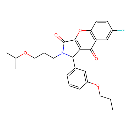 7-fluoro-2-[3-(propan-2-yloxy)propyl]-1-(3-propoxyphenyl)-1,2-dihydrochromeno[2,3-c]pyrrole-3,9-dione structure