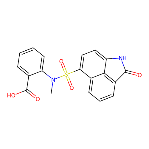 2-{Methyl[(2-oxo-1,2-dihydrobenzo[cd]indol-6-yl)sulfonyl]amino}benzoic acid structure