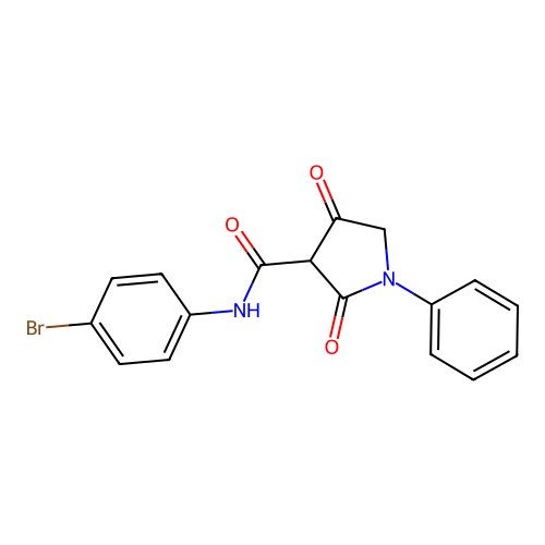 N-(4-bromophenyl)-2,4-dioxo-1-phenylpyrrolidine-3-carboxamide structure