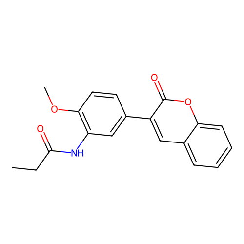 N-[2-methoxy-5-(2-oxochromen-3-yl)phenyl]propanamide structure