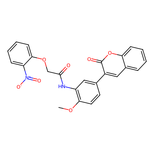N-[2-methoxy-5-(2-oxochromen-3-yl)phenyl]-2-(2-nitrophenoxy)acetamide structure