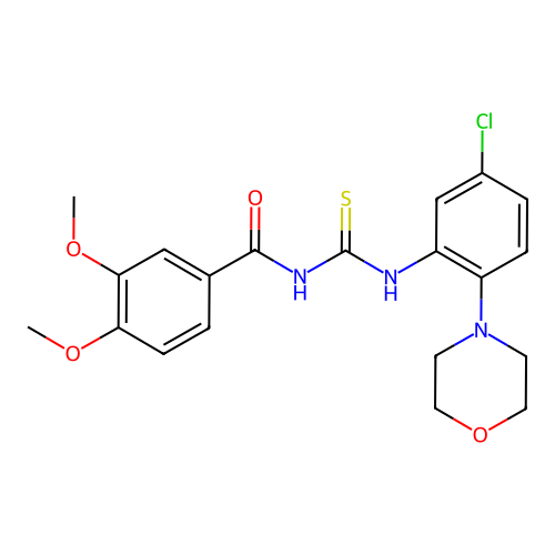 N-[(5-chloro-2-morpholin-4-ylphenyl)carbamothioyl]-3,4-dimethoxybenzamide structure