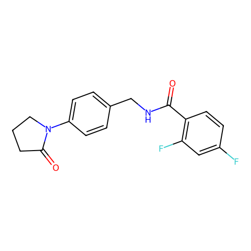 2,4-difluoro-N-[[4-(2-oxopyrrolidin-1-yl)phenyl]methyl]benzamide structure